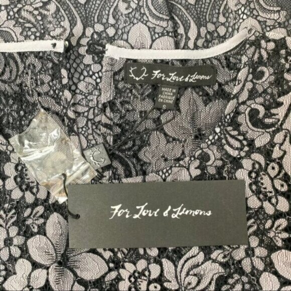 For Love & Lemons Women's Theodora Bell Sleeve Mini Dress Lace Purple Small - Picture 13 of 16